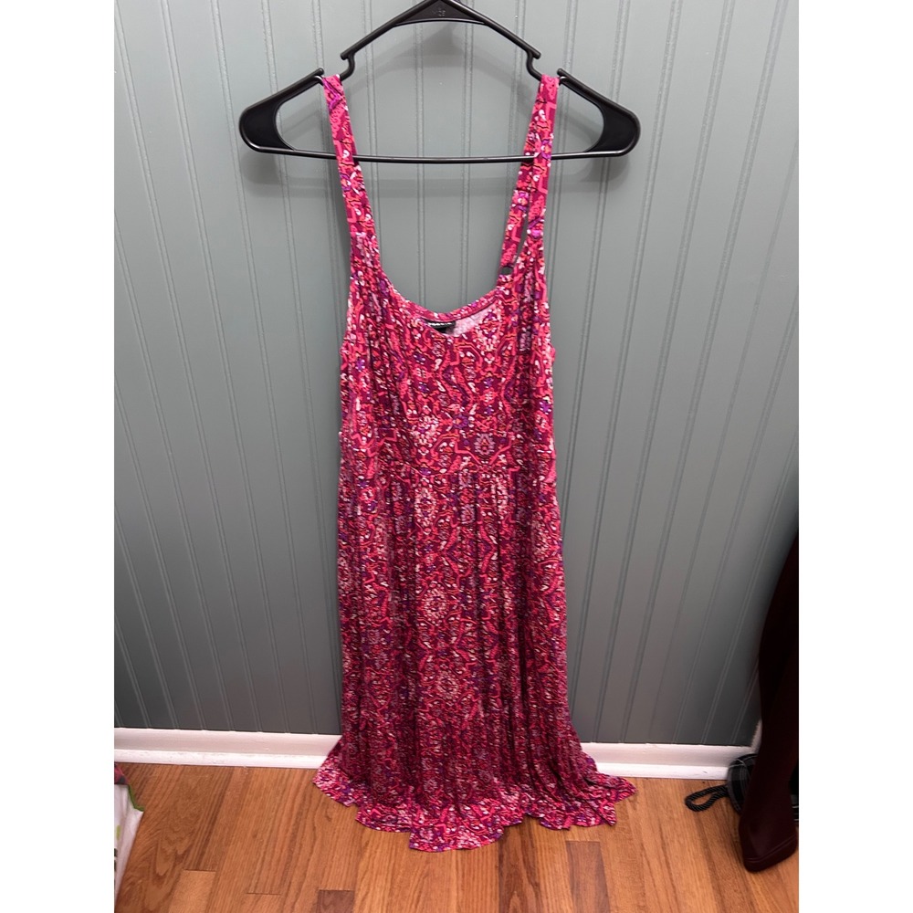 Torrid Pink Paisley Medallion Tiered Midi Dress Womens Size 1 1X Scoop Neck Boho